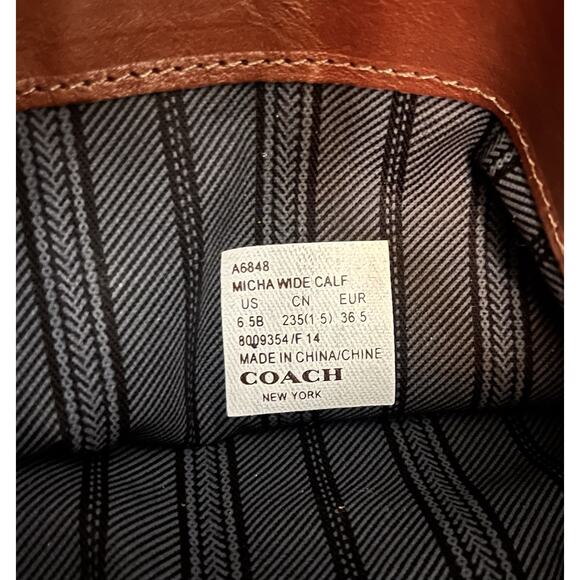 COACH Micha Wide Calf 6.5 US Leather Knee High Boots Chestnut Brown Designer EUC - Picture 4 of 16